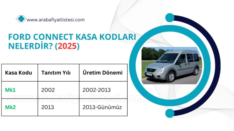 ford connect kasa kodlari