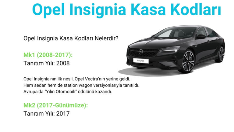opel insignia kasa kodlari