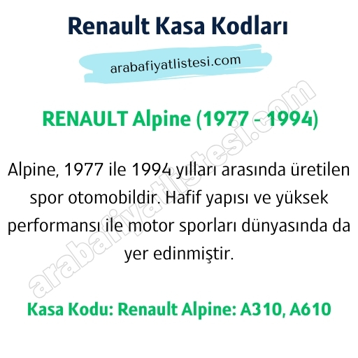 renault alpine kasa kodlari renault alpine kasa kodlari
