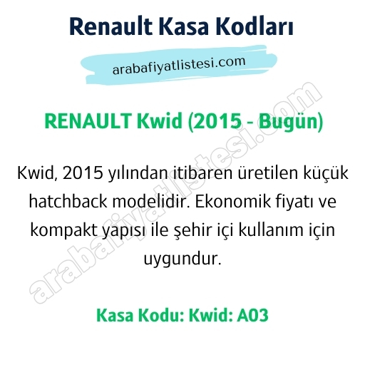 renault kwid kasa kodlari renault kwid kasa kodlari