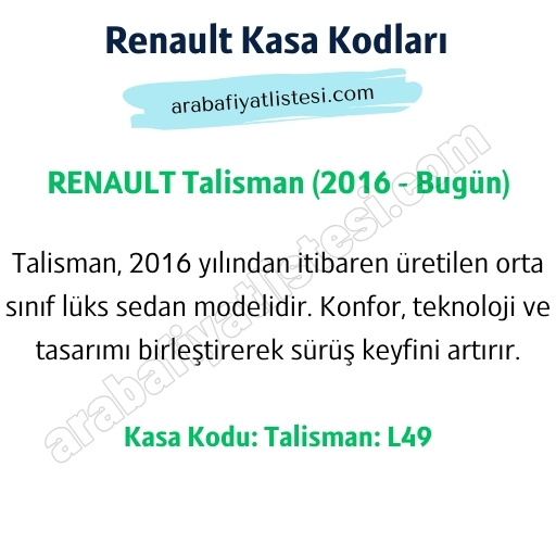 renault talisman kasa kodlari renault talisman kasa kodlari